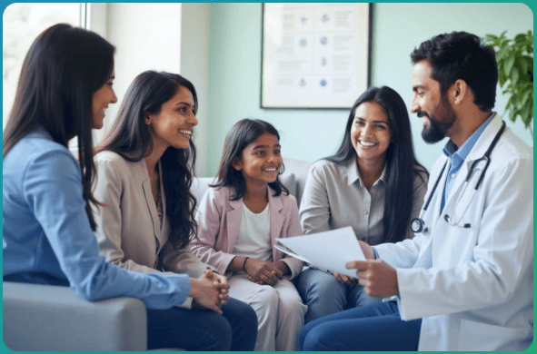 Family consulting with healthcare provider
